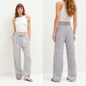 Reformation Stevie Linen Pant Vineyard Striped Trousers Sz 6
